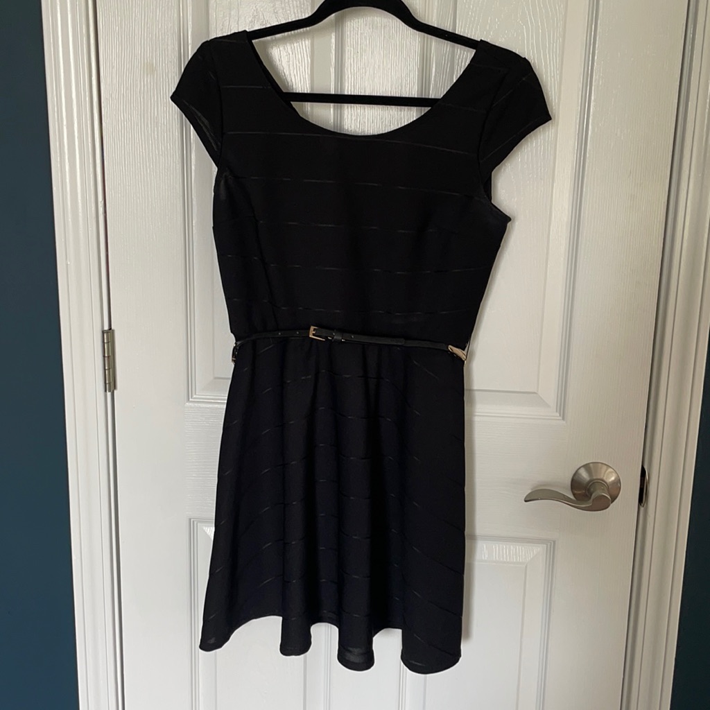 Black Fit & Flare Pleated Dress